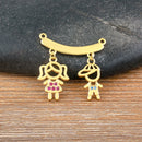 AIBEF  Girl And Boy Rhinestone Pendant Women Copper Zircon Gold Plated Necklace Jewelry Family Daughter&Son Mother Birthday Gift