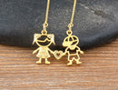 AIBEF  Girl And Boy Rhinestone Pendant Women Copper Zircon Gold Plated Necklace Jewelry Family Daughter&Son Mother Birthday Gift
