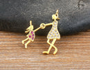 AIBEF  Girl And Boy Rhinestone Pendant Women Copper Zircon Gold Plated Necklace Jewelry Family Daughter&Son Mother Birthday Gift
