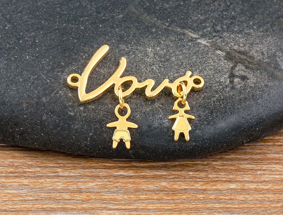 AIBEF  Girl And Boy Rhinestone Pendant Women Copper Zircon Gold Plated Necklace Jewelry Family Daughter&Son Mother Birthday Gift