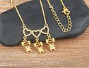 AIBEF  Girl And Boy Rhinestone Pendant Women Copper Zircon Gold Plated Necklace Jewelry Family Daughter&Son Mother Birthday Gift