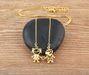 AIBEF  Girl And Boy Rhinestone Pendant Women Copper Zircon Gold Plated Necklace Jewelry Family Daughter&Son Mother Birthday Gift