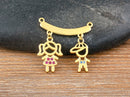 AIBEF  Girl And Boy Rhinestone Pendant Women Copper Zircon Gold Plated Necklace Jewelry Family Daughter&Son Mother Birthday Gift
