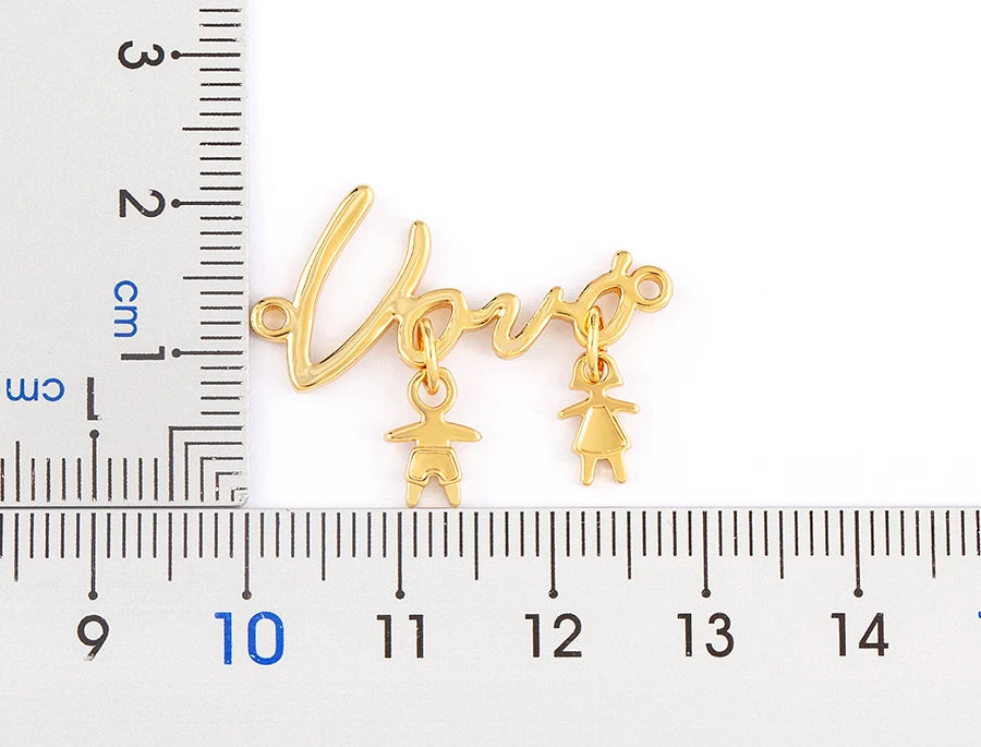 AIBEF  Girl And Boy Rhinestone Pendant Women Copper Zircon Gold Plated Necklace Jewelry Family Daughter&Son Mother Birthday Gift