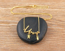 AIBEF  Girl And Boy Rhinestone Pendant Women Copper Zircon Gold Plated Necklace Jewelry Family Daughter&Son Mother Birthday Gift