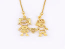 AIBEF  Girl And Boy Rhinestone Pendant Women Copper Zircon Gold Plated Necklace Jewelry Family Daughter&Son Mother Birthday Gift