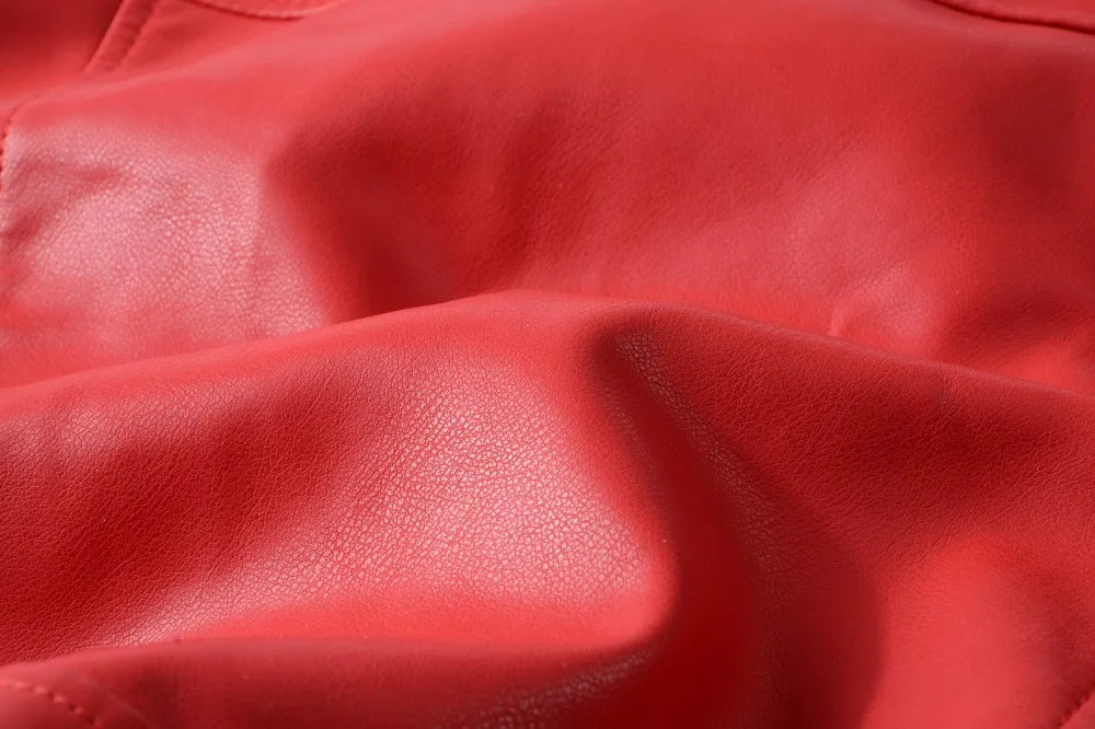 2025 New Women Autumn Winter Faux Soft Leather Jackets Lady White Red Black Green PU Zippers Motorcycle Street Coats with Belt