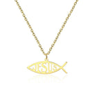 In Stainless Steel Jesus Fish Statement Pendant Necklace For Christians Religious Charm Jewelry Symbol