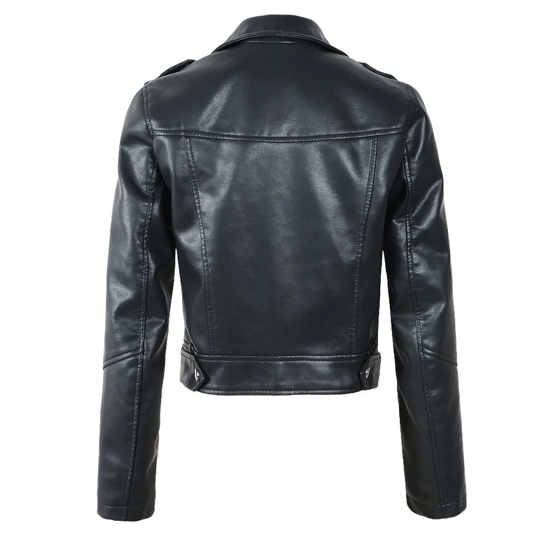 2025 New Women Autumn Winter Faux Soft Leather Jackets Lady White Red Black Green PU Zippers Motorcycle Street Coats with Belt