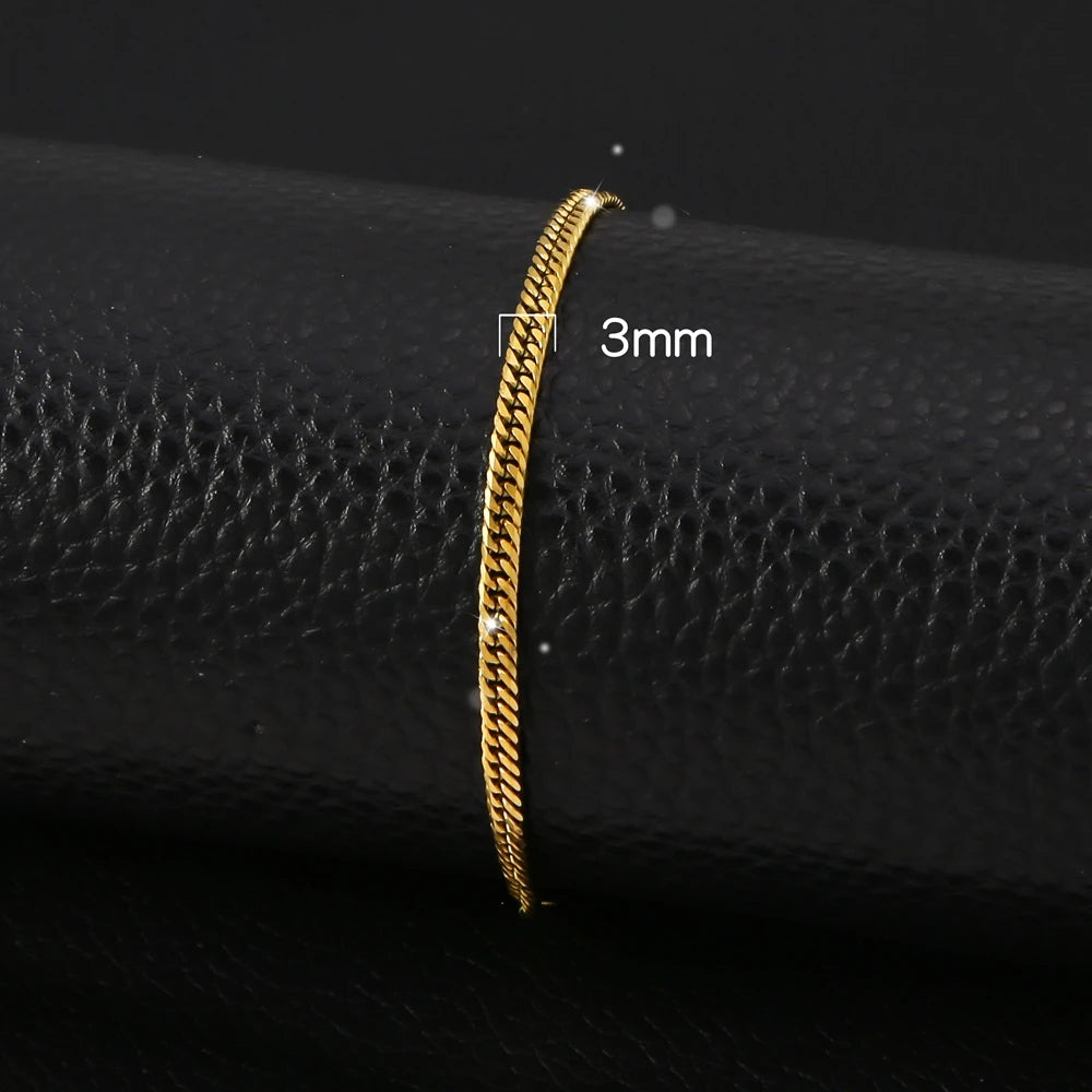 HONGTONG Chunky Miami Curb Chain Bracelet for Men Stainless Steel Cuban Link Chain Wristband Classic Punk Heavy Male Jewelry