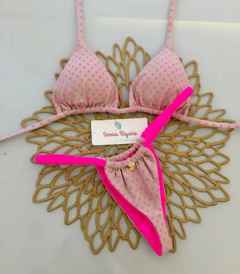 Print Sexy Bikini Sets Halter Lace-up Tops Thongs Beach Style Bathing Suit Y2k Swimsuits Women Beachwear Купальник Женский 2025