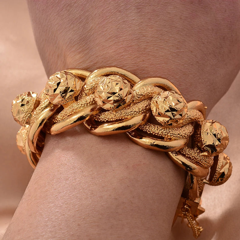 African Nigerian Wedding Gold Color Bangles For Women Girls  Ethiopian Wedding Bracelets Gifts