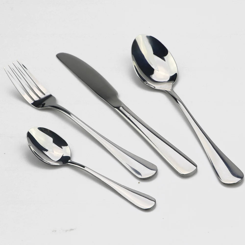 JANKNG Stainless Steel Dinnerware Set Rainbow Colorful Cutlery Dishwasher Safe Dinner Western Tableware Kitchen Accessories