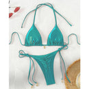 2 Pcs/Set Bikini Set Sexy Bikinis 2025 Bathing Suit Solid Color Halter Neck Strap Thong Women Swimsuit Set for Beach Swimwear