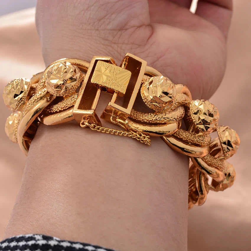 African Nigerian Wedding Gold Color Bangles For Women Girls  Ethiopian Wedding Bracelets Gifts