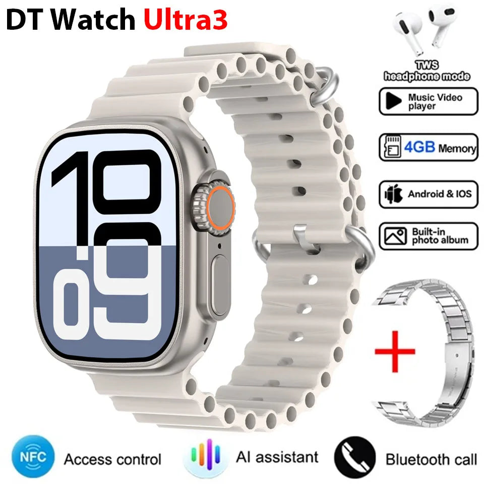 DT Ultra 3 Smartwatch Amoled Screen 4GB MP3 MP4 Player Bluetooth Network Sharing APP Store ChatGPT Smart AI Watch Man Sportwatch