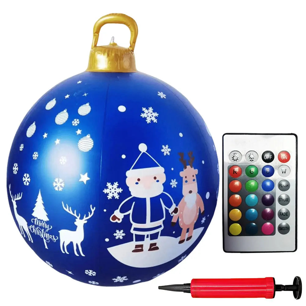 24 Inch Inflatable Christmas Balls Light Up PVC Giant LED Christmas Balloon Snowman Outdoor Inflatable Christmas Decorations