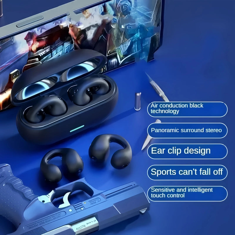 New Bluetooth wireless headphones 5.3 Ear clip-on ear music cancelling HD headphones called sports gaming headphones