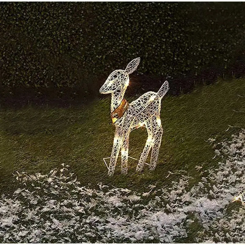 3/1 Piece Iron Elk Christmas Garden Decoration With LED Lights Flashing. Reindeer Christmas Home Outdoor Patio Decoration