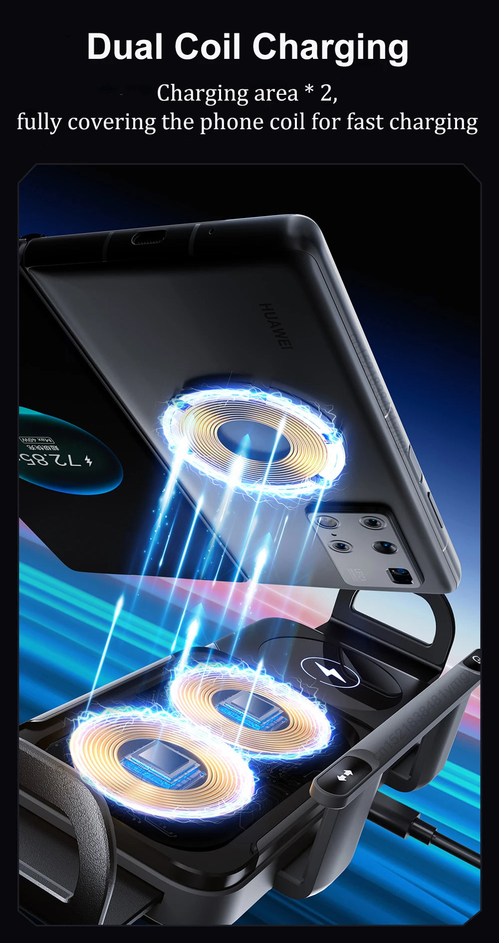 Wireless Charger For Samsung Dual Coil Fold Screen Car Wireless Charger For Samsung Galaxy Z Fold Flip 6 5 4 3 Charging Station