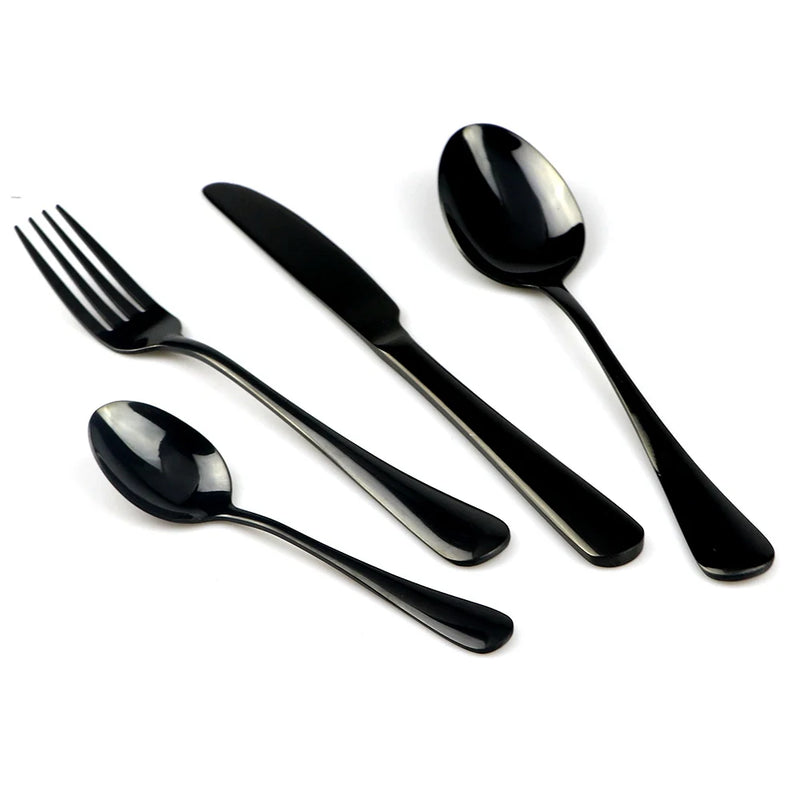 JANKNG Stainless Steel Dinnerware Set Rainbow Colorful Cutlery Dishwasher Safe Dinner Western Tableware Kitchen Accessories