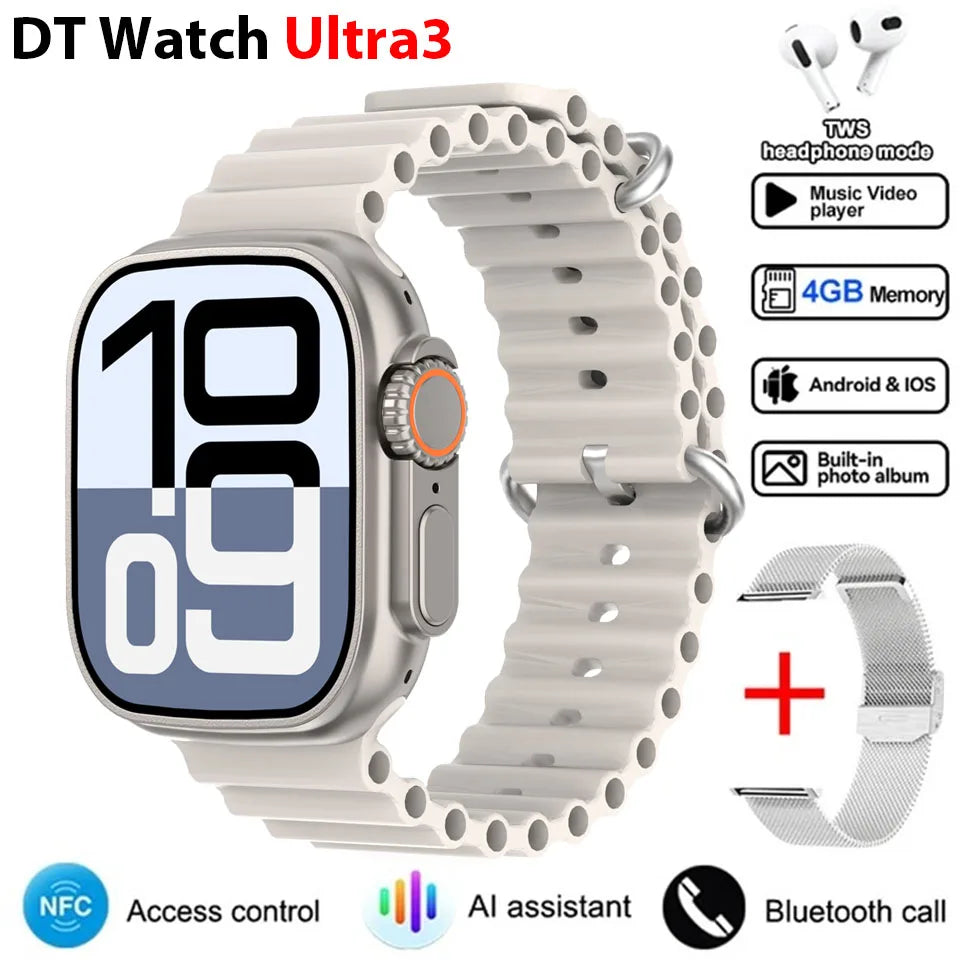DT Ultra 3 Smartwatch Amoled Screen 4GB MP3 MP4 Player Bluetooth Network Sharing APP Store ChatGPT Smart AI Watch Man Sportwatch