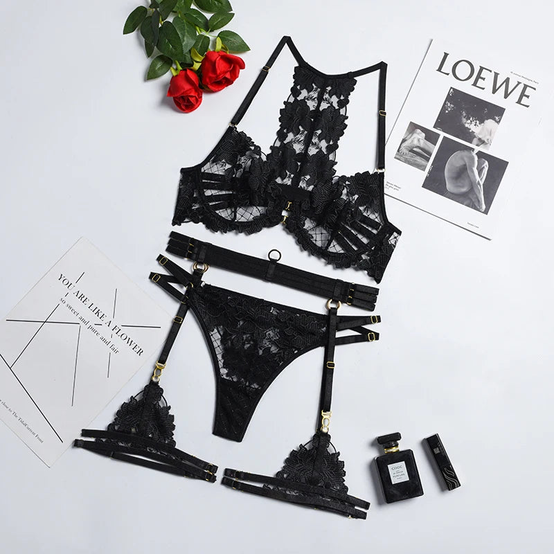 Lace Lingerie Women Bra and Panty Set Luxury Designer Underwear Lingerie Set Transparent Erotic Womens Underwear Sexy Porn Suits