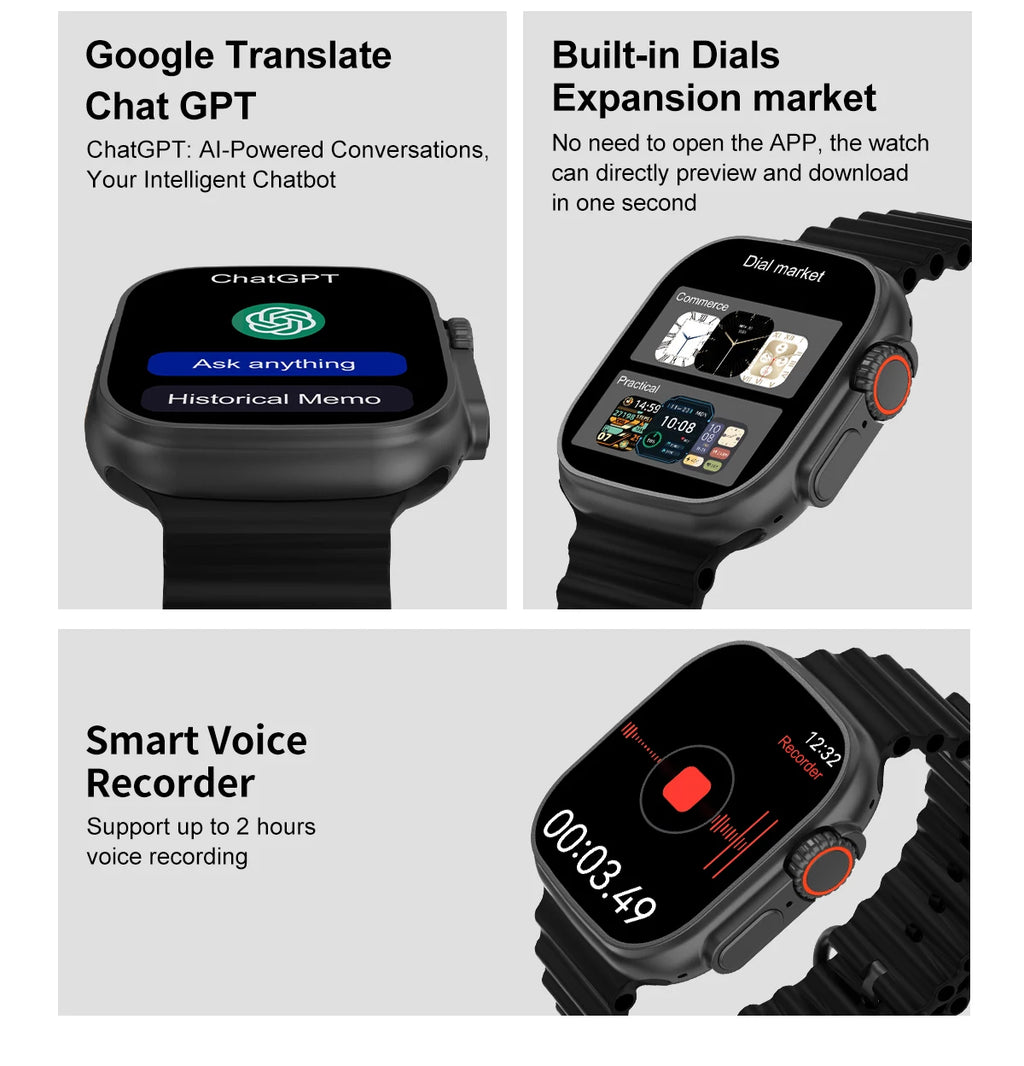 DT Ultra 3 Smartwatch Amoled Screen 4GB MP3 MP4 Player Bluetooth Network Sharing APP Store ChatGPT Smart AI Watch Man Sportwatch