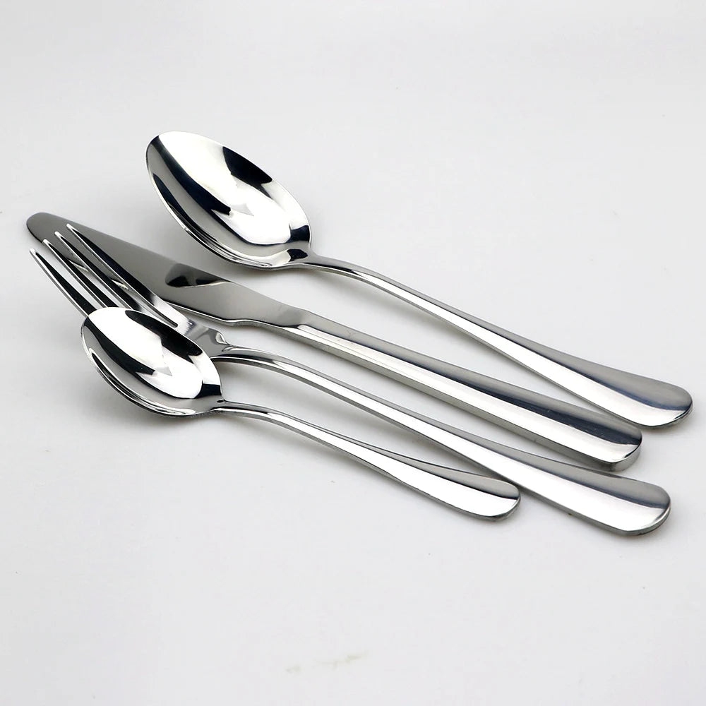 JANKNG Stainless Steel Dinnerware Set Rainbow Colorful Cutlery Dishwasher Safe Dinner Western Tableware Kitchen Accessories