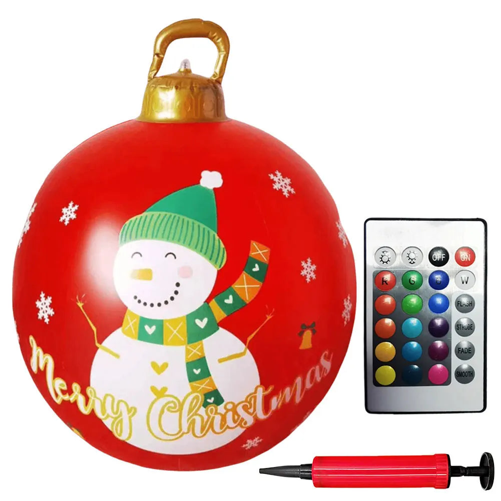 24 Inch Inflatable Christmas Balls Light Up PVC Giant LED Christmas Balloon Snowman Outdoor Inflatable Christmas Decorations