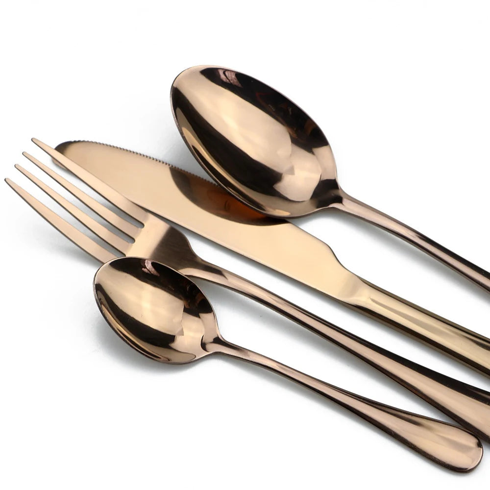 JANKNG Stainless Steel Dinnerware Set Rainbow Colorful Cutlery Dishwasher Safe Dinner Western Tableware Kitchen Accessories