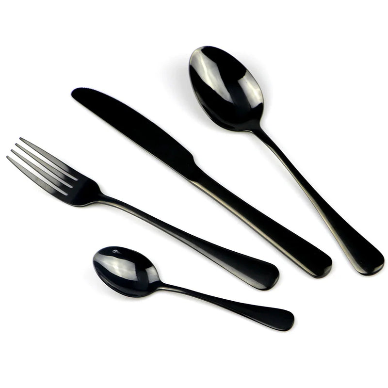 JANKNG Stainless Steel Dinnerware Set Rainbow Colorful Cutlery Dishwasher Safe Dinner Western Tableware Kitchen Accessories