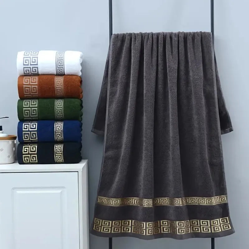 2pcs Black Cotton Towels 34x74cm/70x140cm Embroidered Hotel Bathroom Towels For Adult Quick-Dry Thicken Soft Face Bath Towels