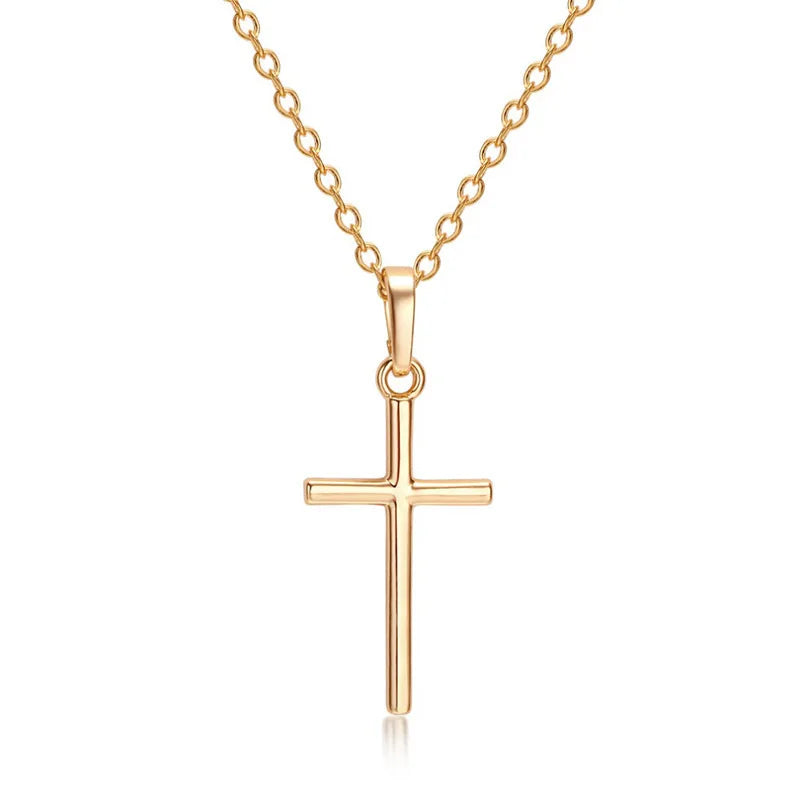 New Crystal Christian Jesus Cross Pendant Necklaces Women Fashion Gold Silver Color Clavicle Chain Necklace Collar Jewelry Gift