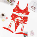 Ellolace Red Hot Sexy Lingerie Push Up Fantasy Underwear Brazilian Intimate Sets Transparent Lace Luxury Obsessive Outfits