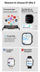 DT Ultra 3 Smartwatch Amoled Screen 4GB MP3 MP4 Player Bluetooth Network Sharing APP Store ChatGPT Smart AI Watch Man Sportwatch