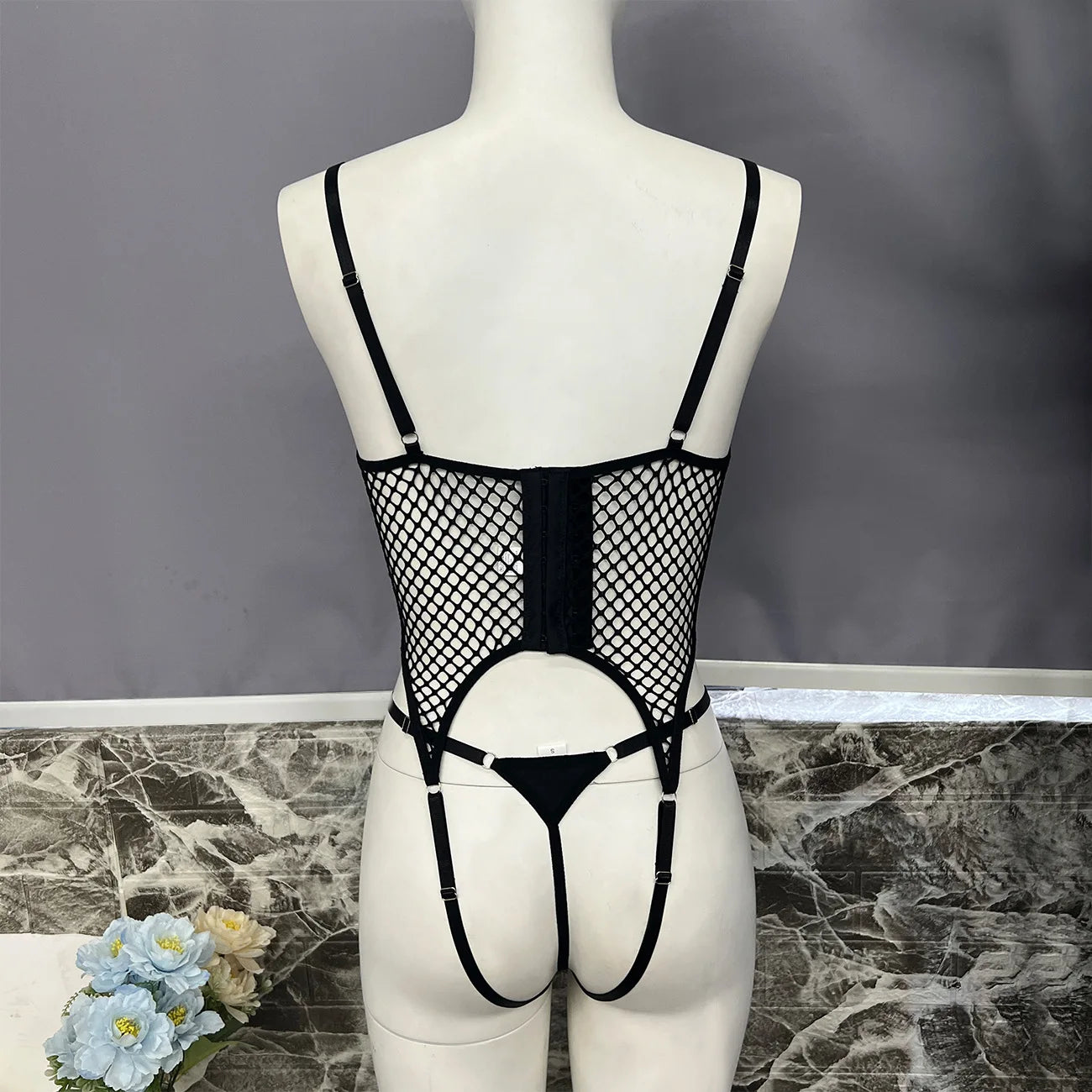 Ellolace Fishnet Erotic Lingerie Ultra Sexy Crotchless Daring Erotic Costume Mesh Transparent Bra Onlyfans Outfits Uncensored
