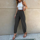 FD1541 Women's Fashionable Elegant Solid Color Loose-Fit High-Waisted Nine-Point Suit Pants New Arrival Spring Autumn 2024