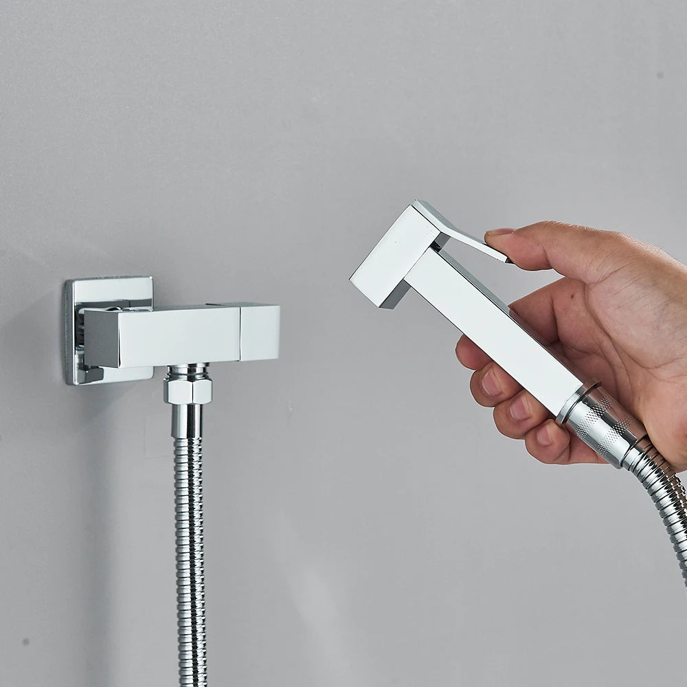 Chrome Handheld Toilet Bidet Faucet Stainless Steel Bidet Shower Hygienic Shower Wall Shower Woman Cleaner Cold Water Only