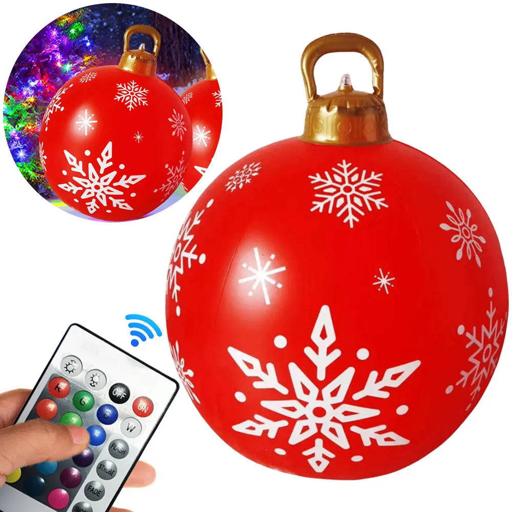 24 Inch Inflatable Christmas Balls Light Up PVC Giant LED Christmas Balloon Snowman Outdoor Inflatable Christmas Decorations