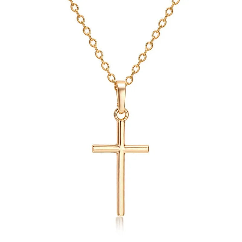 New Crystal Christian Jesus Cross Pendant Necklaces Women Fashion Gold Silver Color Clavicle Chain Necklace Collar Jewelry Gift