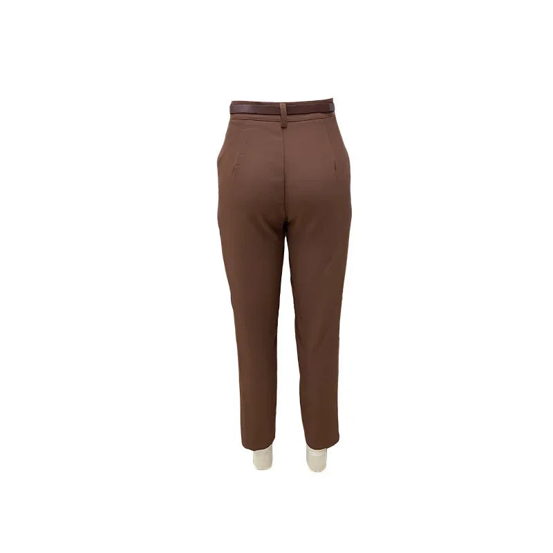 FD1541 Women's Fashionable Elegant Solid Color Loose-Fit High-Waisted Nine-Point Suit Pants New Arrival Spring Autumn 2024