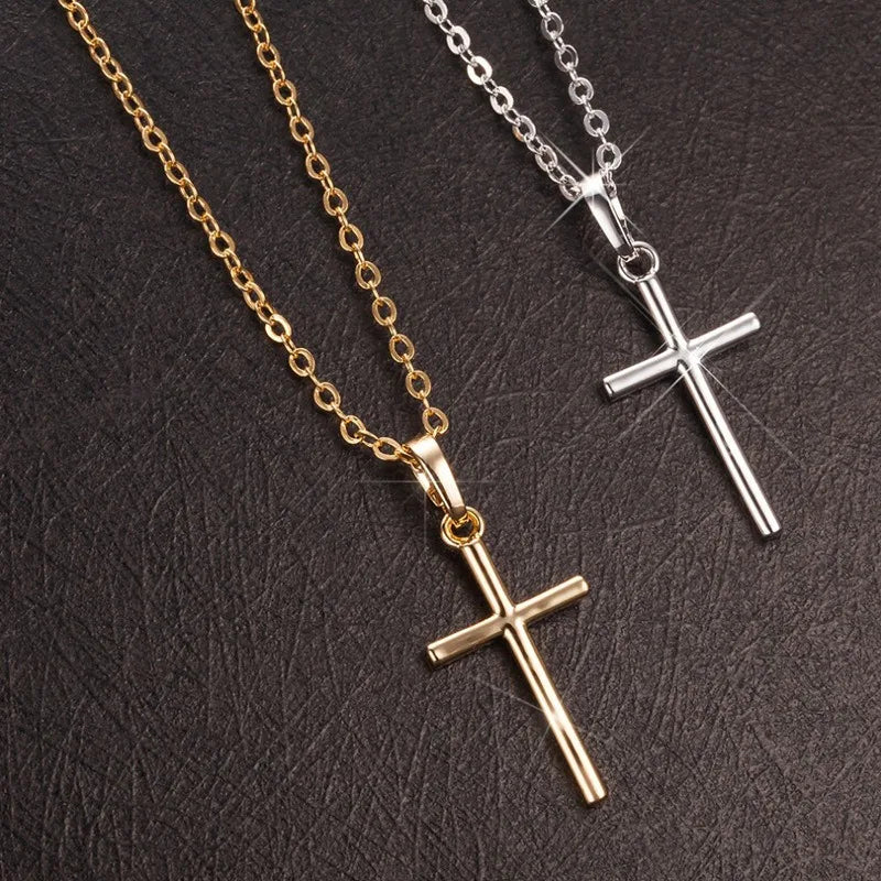 New Crystal Christian Jesus Cross Pendant Necklaces Women Fashion Gold Silver Color Clavicle Chain Necklace Collar Jewelry Gift