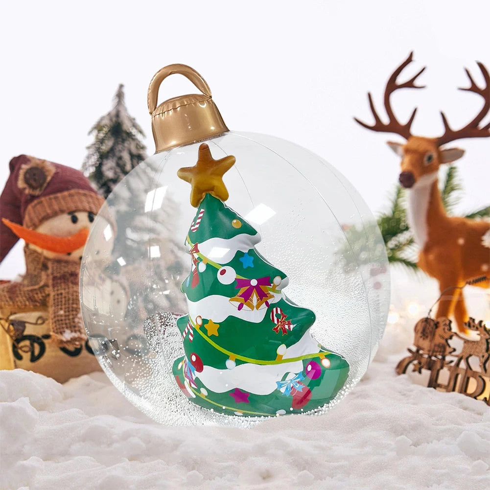 24 Inch Inflatable Christmas Balls Light Up PVC Giant LED Christmas Balloon Snowman Outdoor Inflatable Christmas Decorations