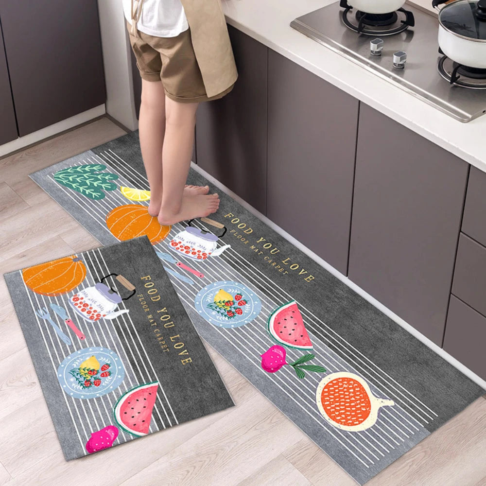 VIKAMA Lovely Cartoon Decoration Kitchen Carpet Anti-Skid Quick-Drying Diatom Mud Pad Oil Absorption Dirt Resistance
