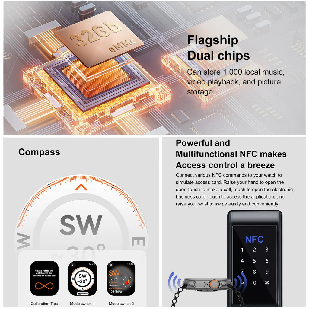 DT Ultra 3 Smartwatch Amoled Screen 4GB MP3 MP4 Player Bluetooth Network Sharing APP Store ChatGPT Smart AI Watch Man Sportwatch