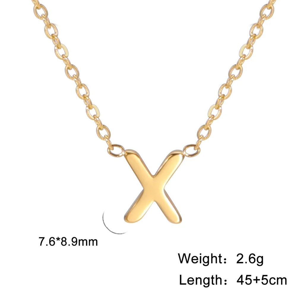 Initial A-Z Letter Necklaces for Women Elegant Chains Choker 26 Alphabet Pendant Necklace Stainless Steel Jewelry collier femme