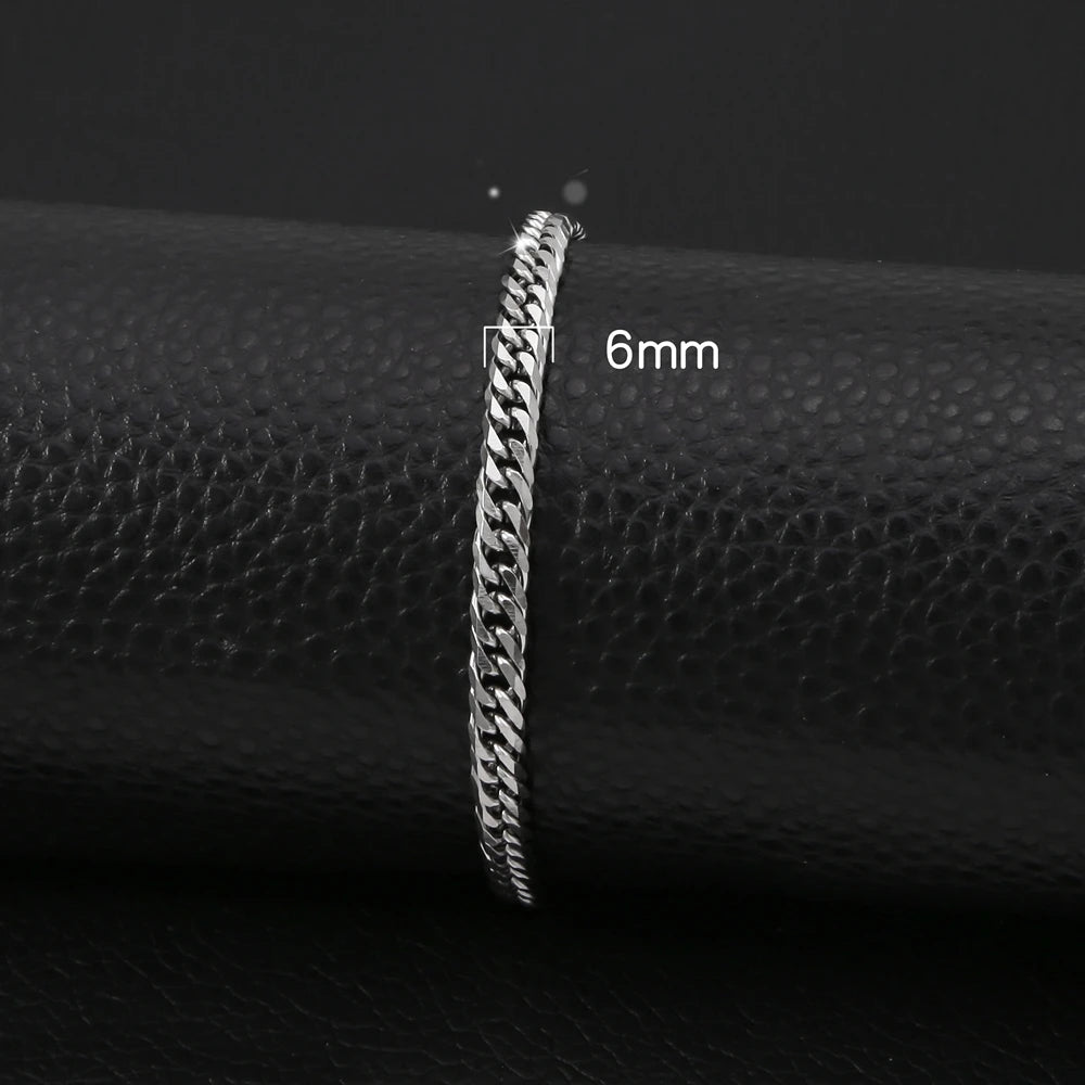 HONGTONG Chunky Miami Curb Chain Bracelet for Men Stainless Steel Cuban Link Chain Wristband Classic Punk Heavy Male Jewelry