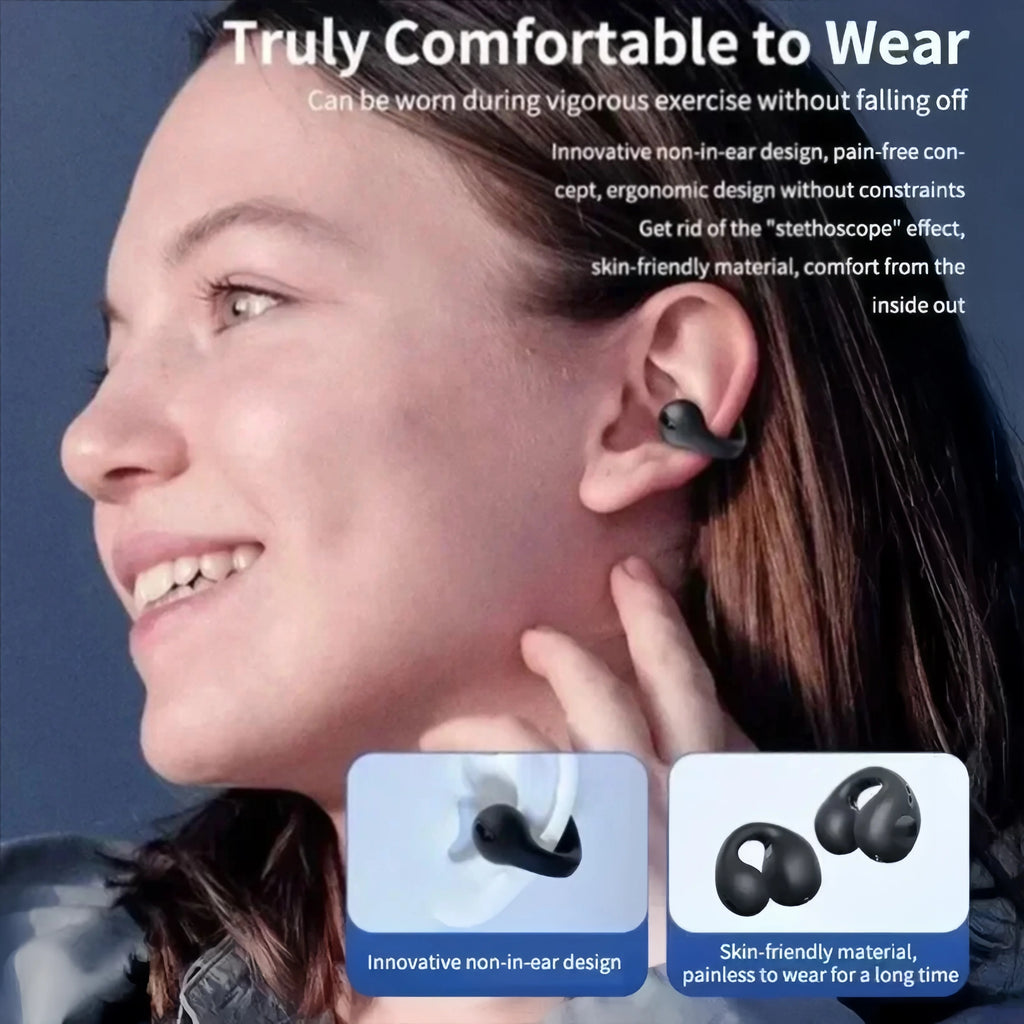 New Bluetooth wireless headphones 5.3 Ear clip-on ear music cancelling HD headphones called sports gaming headphones
