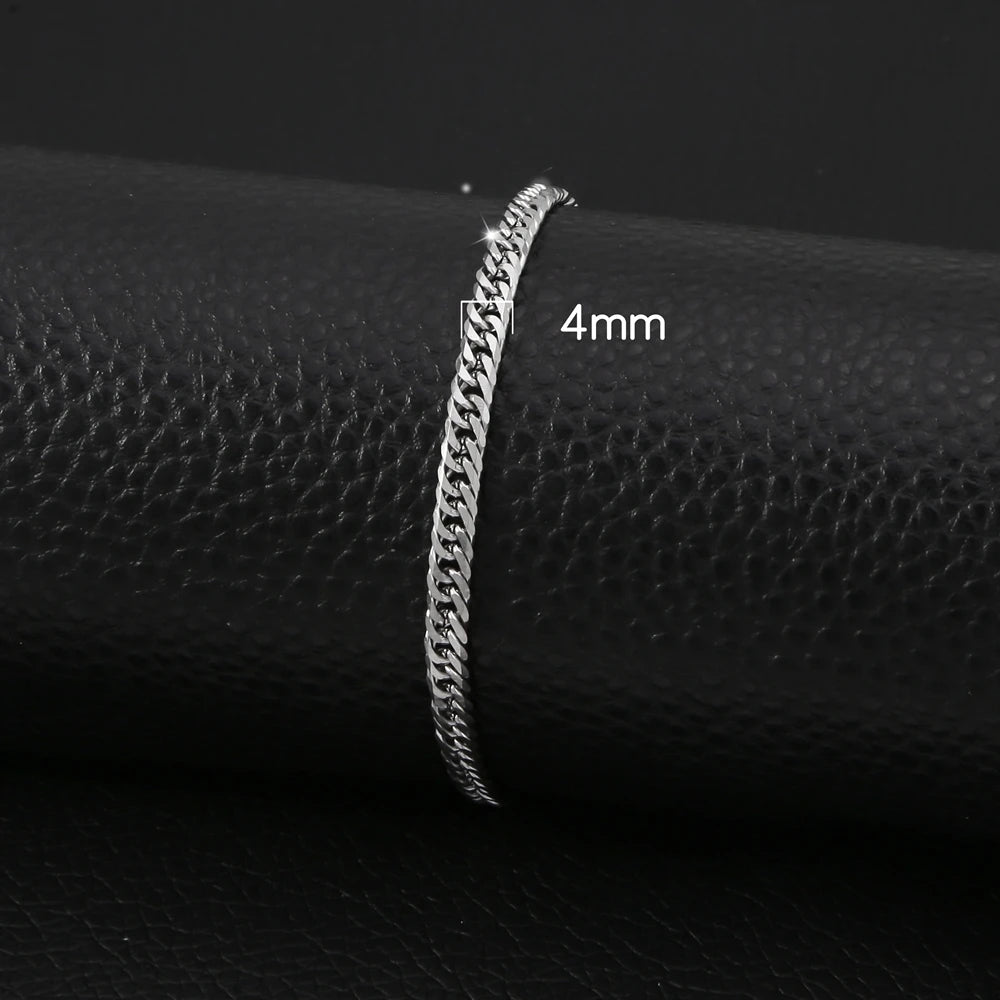 HONGTONG Chunky Miami Curb Chain Bracelet for Men Stainless Steel Cuban Link Chain Wristband Classic Punk Heavy Male Jewelry